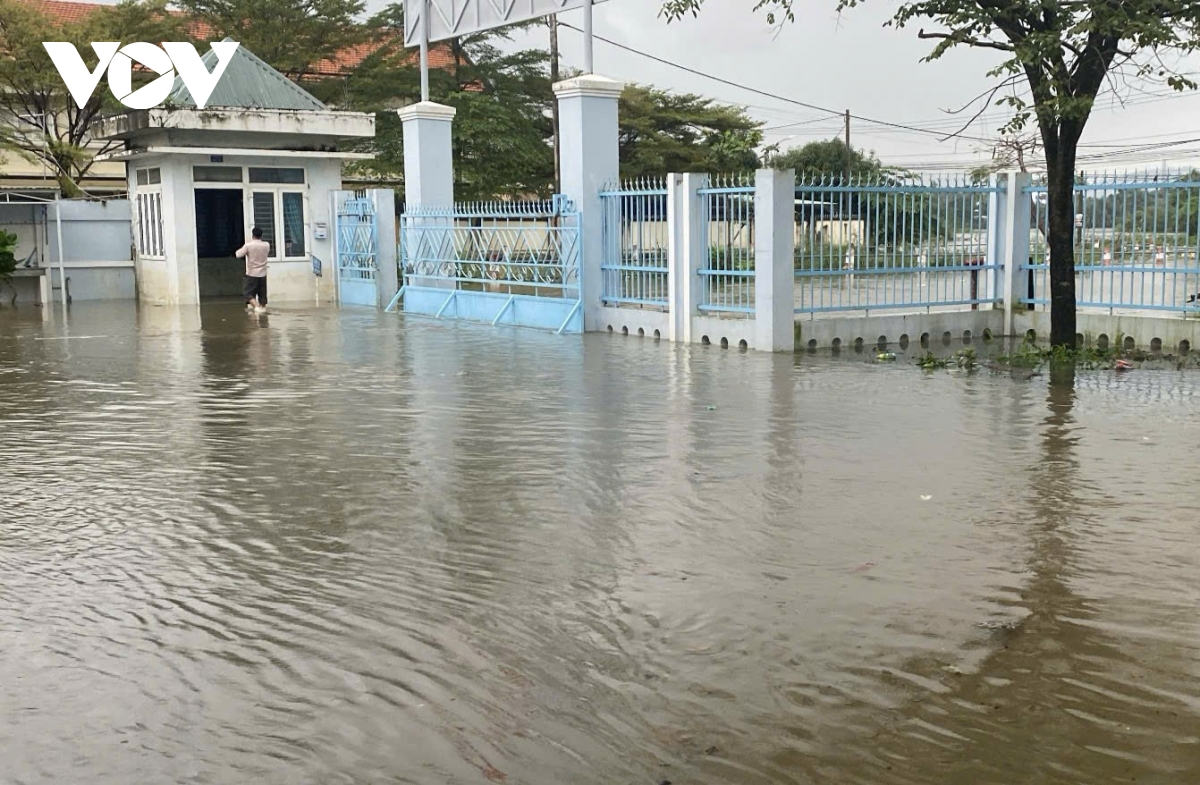 Ven sông Cái Nha Trang ngập nước, học sinh phải nghỉ học